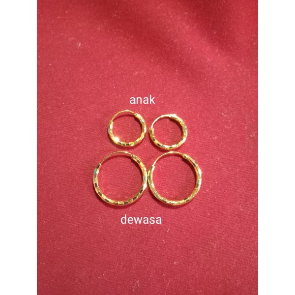 anting kolong anak dan dewasa lapis emas 24k