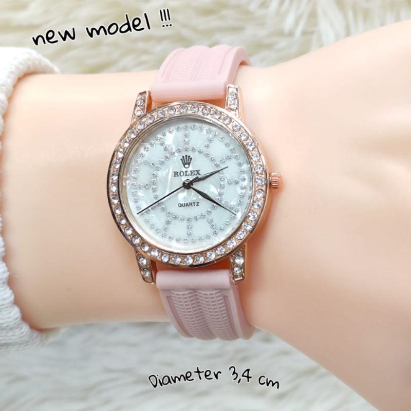 ✔️(COD) JAK TANGAN WANITA ROLEX RUBBER UKURAN 3.4CM