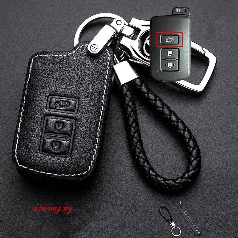 Case Kunci Remote Mobil Keyless 3 Tombol Bahan Kulit Untuk Toyota Vios 2014-2019