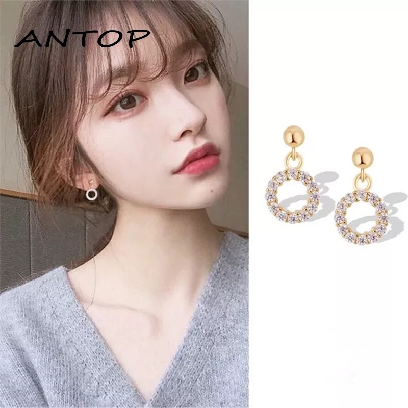 Mini Zircon Hoop Earrings Piercing Cartilage Earring Stud Wanita Perhiasan Fashion Aksesoris ANTOP