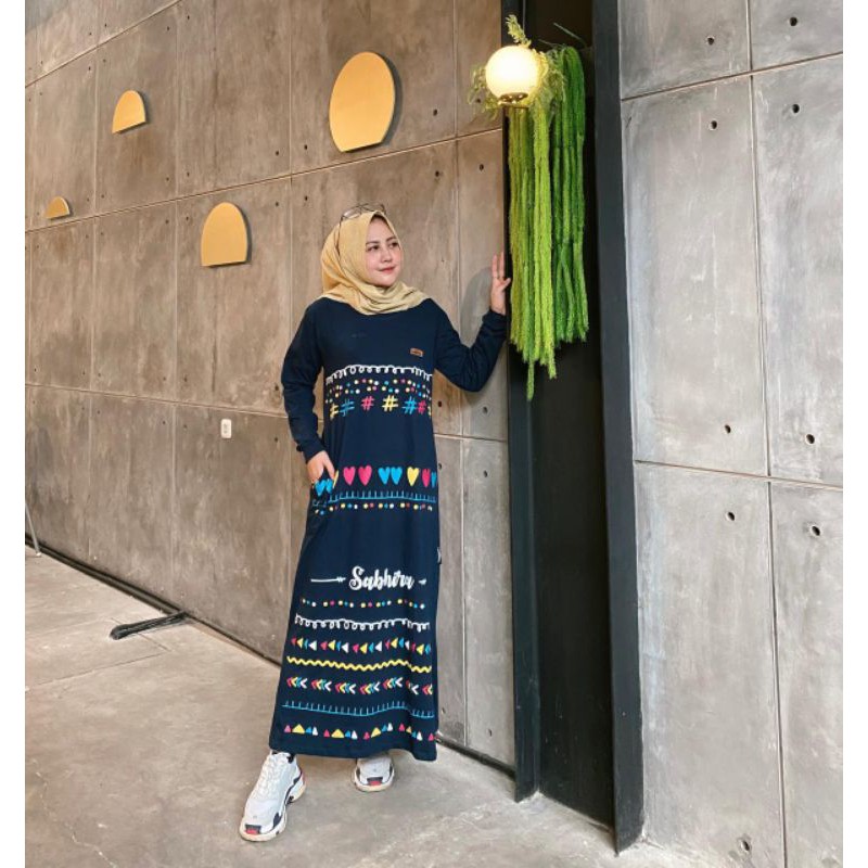 Gamis sabhira terbaru / Maxi Riana sabhira / Gamis navy kaos