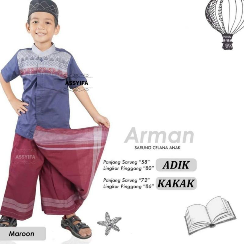Arman Kids Celana Sarung Sarcel Muslim Anak Size Adik Kakak