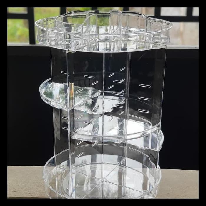 Rak Kosmetik Akrilik Putar / Cosmetic Organizer Display Acrylic Murah | Bening