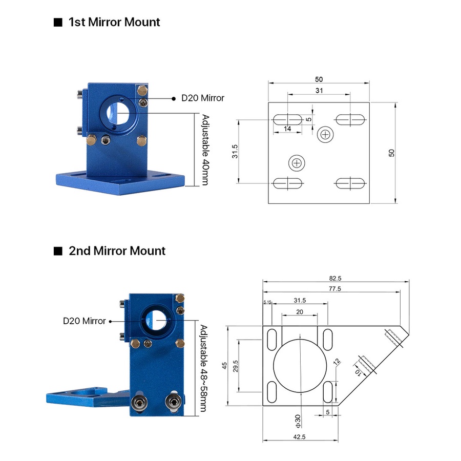 Original Cloudray CO2 Laser Head Set K Series V2 with Lens and Mirror