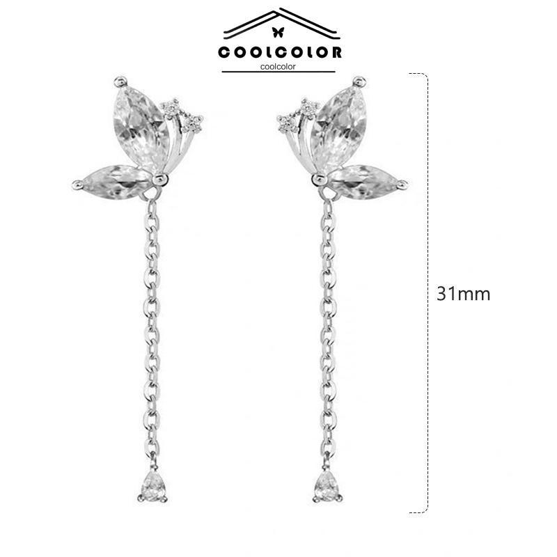 COD❤️1Sepasang  Anting Kupu-kupu Rumbai Drop Earrings Retro Flash Diamond Earrings Impor Fashion Korea Aksesoris Wanita
