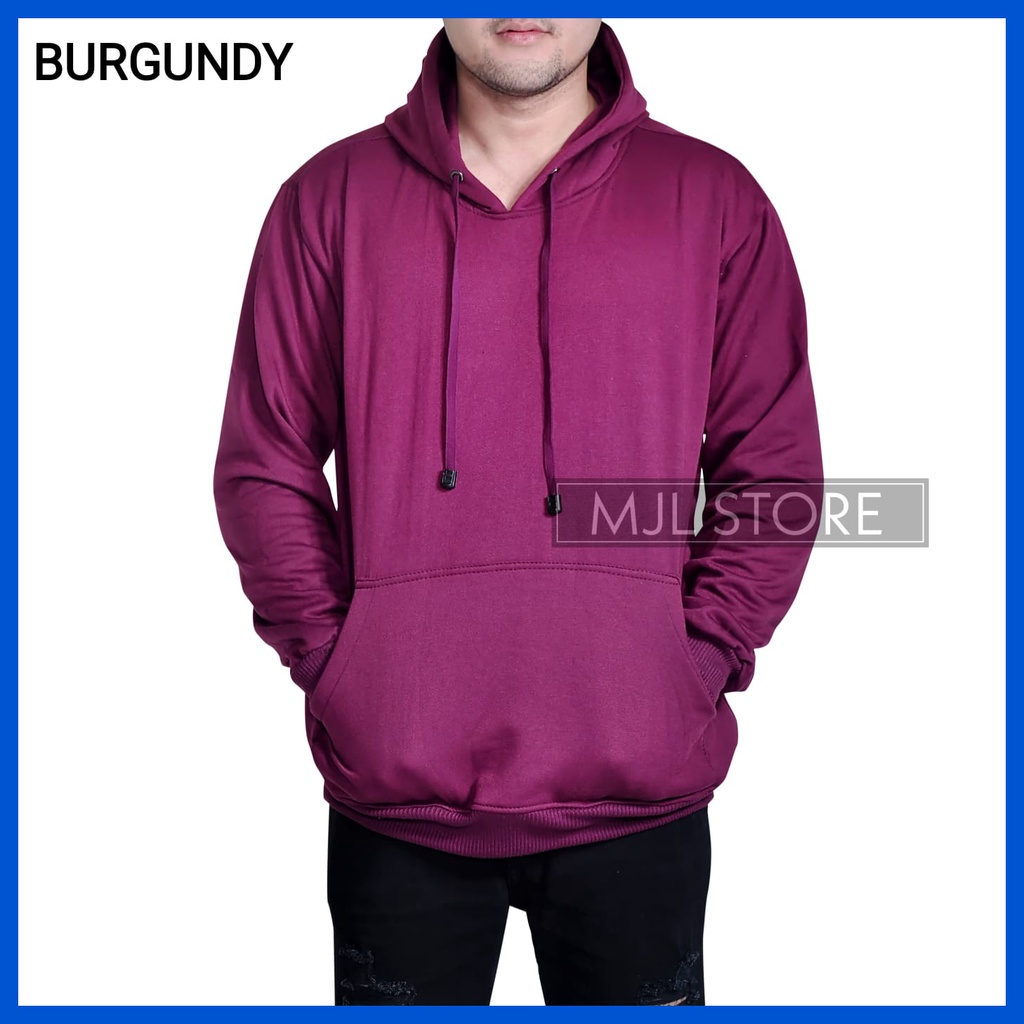 (promo) Jaket jumper hoodie polos L,XL,XXL pria wanita biru muda mjl store