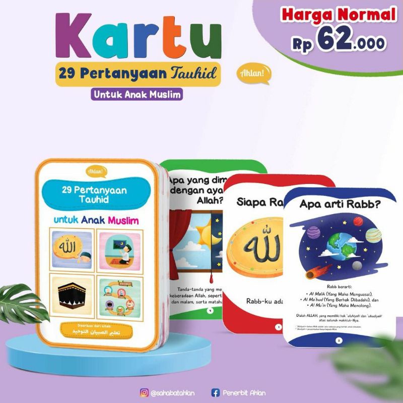 Flashcard Kartu 29 Pertanyaan Tauhid Untuk Anak Muslim Ahlan