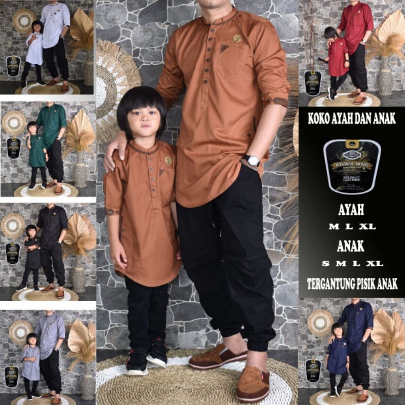 Baju Koko Kapelan Ayah Dan Anak - Kurta Pakistan Kapelan - Baju Koko Anak dan Ayah Original ANWA ONE