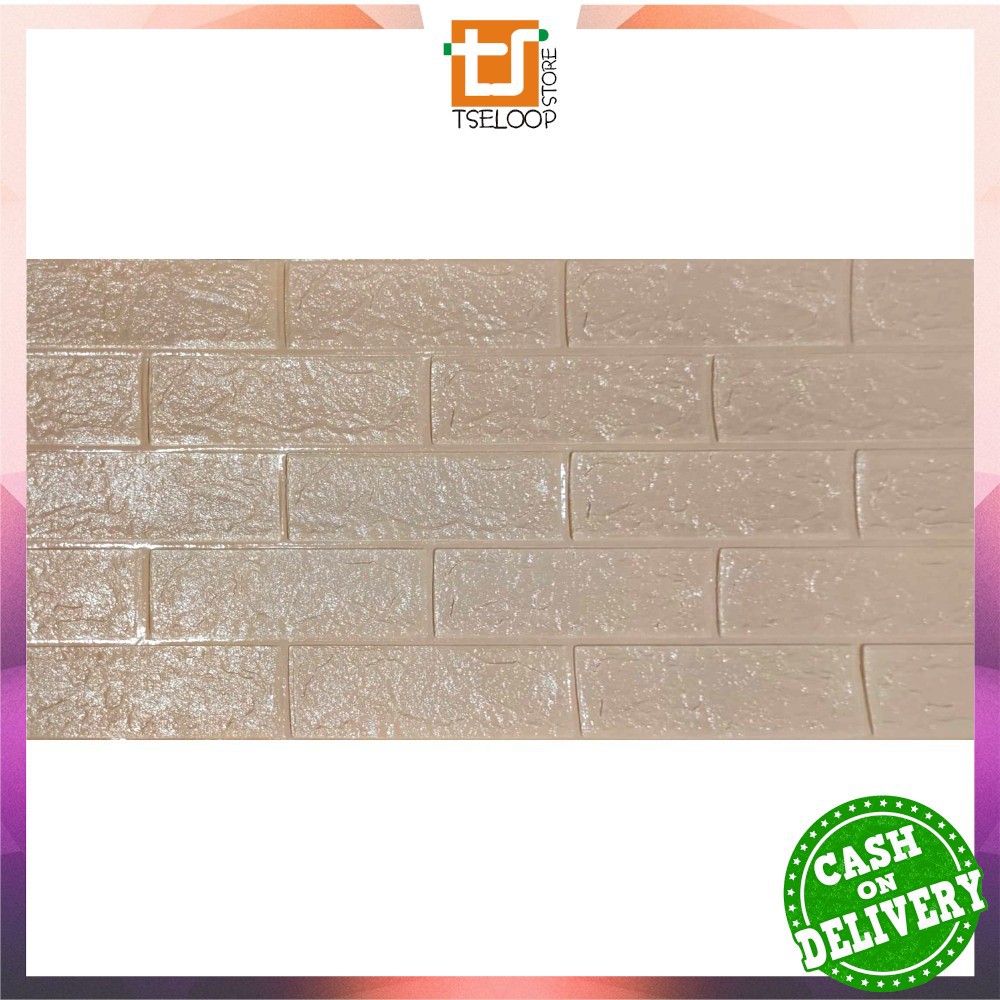 OFM-C206 Wallpaper Dinding Foam 3D Kecil Motif Batu Bata / Walpaper Stiker Dinding Dekorasi Kamar-Batu Bata COKLATMUDA