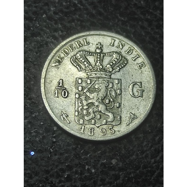 koin perak silver 1/10 Gulden 1893 nederland indie