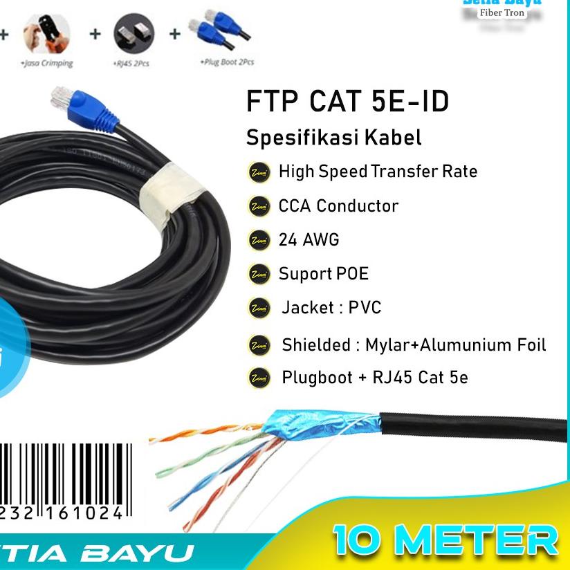 ➱ Kabel LAN CAT 5e FTP UTP CCA Outdoor Kabel LAN STP FTP 10 Meter Kabel LAN FTP 10 Meter ✵
