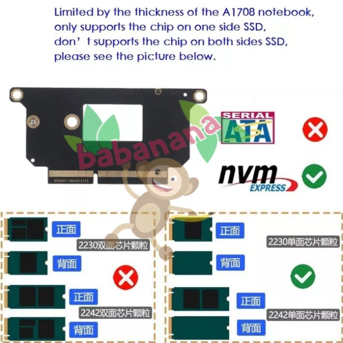 Adapter M.2 NVME SSD FOR A1708 MACBOOK PRO 2015 2016 2017 CONVERTER M2 NVME NGFF ADAPTOR KONVERTER CARD UPGRADE KIT