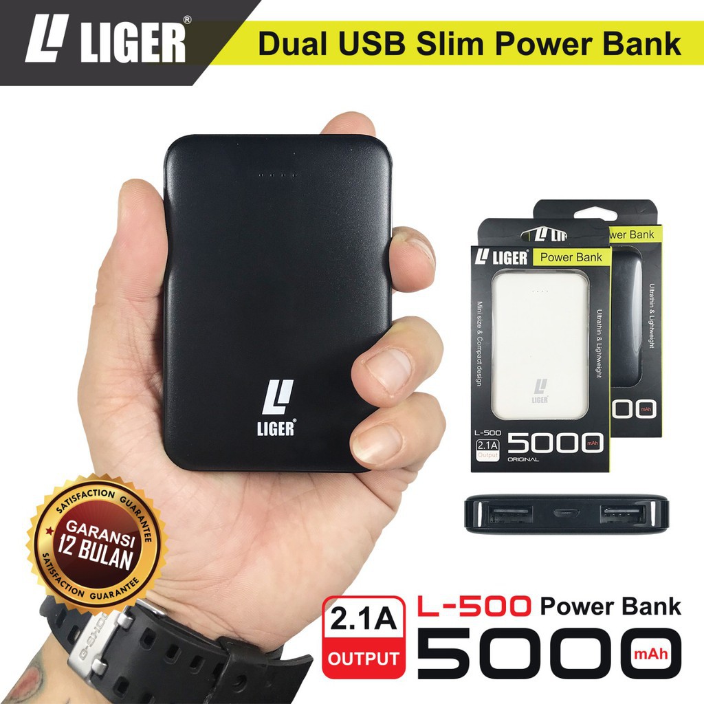 POWERBANK LIGER L-500 MINI SUPER SLIM FAST CHARGING - 5000 mAh