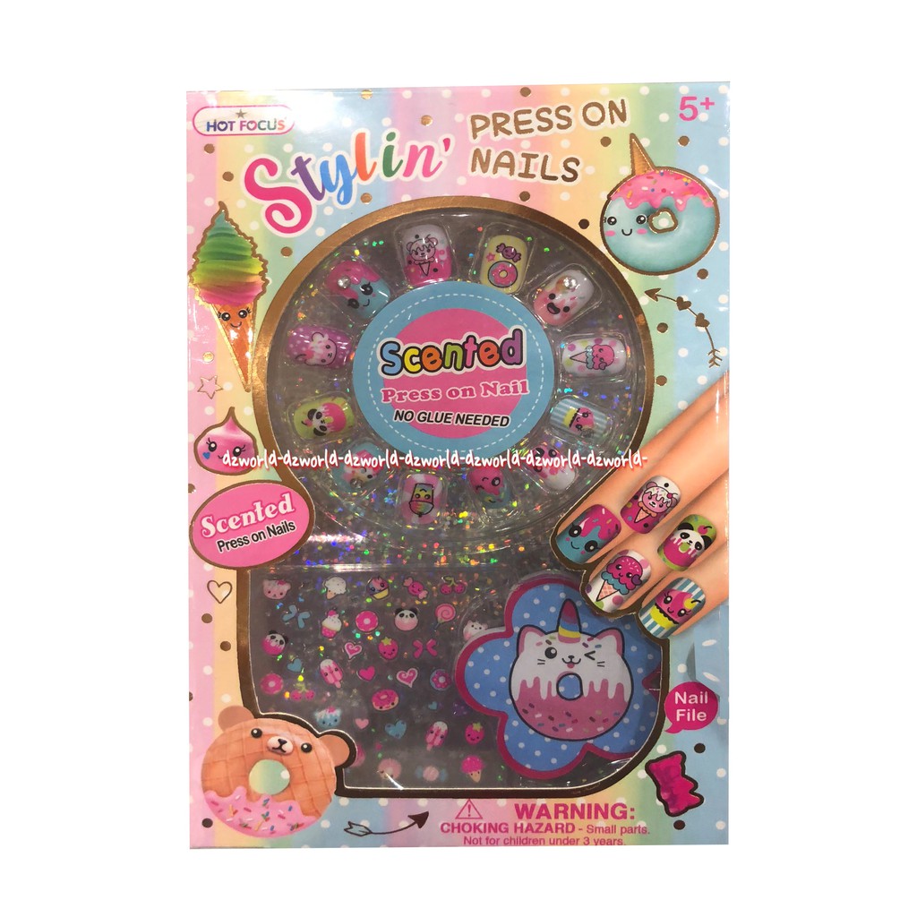 Hot Focus Stylin Nail Scented Hiasan Kuku Tempel untuk anak dan remaja