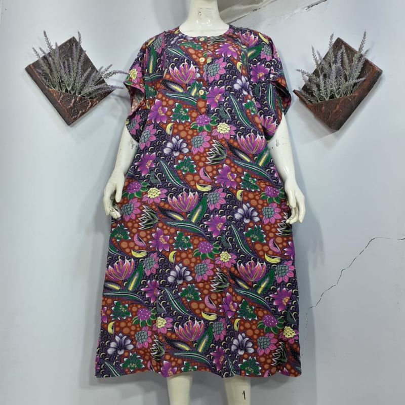 daster jumbo kencana ungu label biru busui ld 140cm