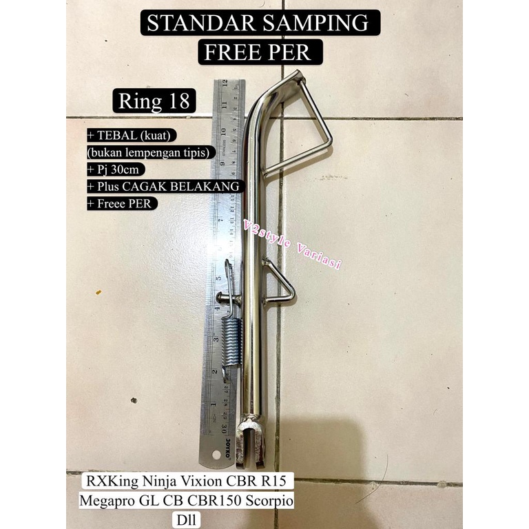 SET STANDAR SAMPING RING 18 + PER + CAGAK BELAKANG CHROME  ASLI ORI TEBAL BUKAN LEMPENGAN TIPIS MODE HONDA YAMAHA RXKING MX KING NINJA R RR VIXION KLX CBR MEGA PRO GL R15 SCORPIO CB 150R BYSON WR155 YZF MT25 XSR CRF TIGER FORZA