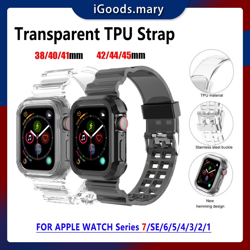 APPLE WATCH Transparent Strap iWatch 7 41mm 45mm 360° Protective TPU Band Limited Edition Glacier Strap