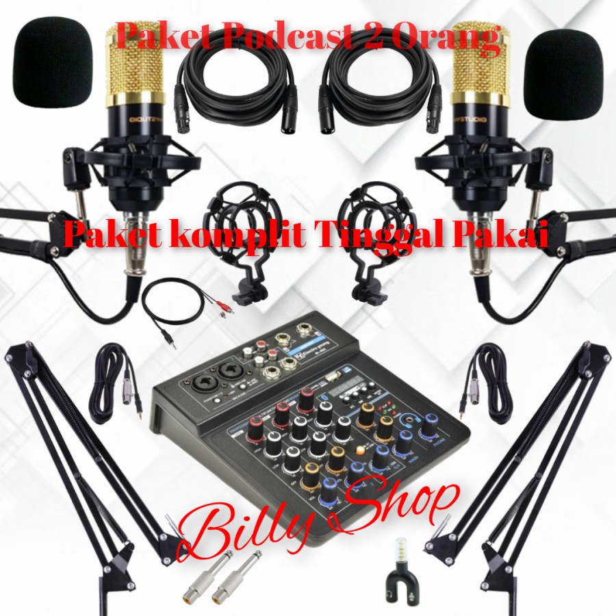 Paket Podcast 2 Orang / Paket Mixer / Paket 2 Mic BM 800 Paket Komplit Tinggal pakai