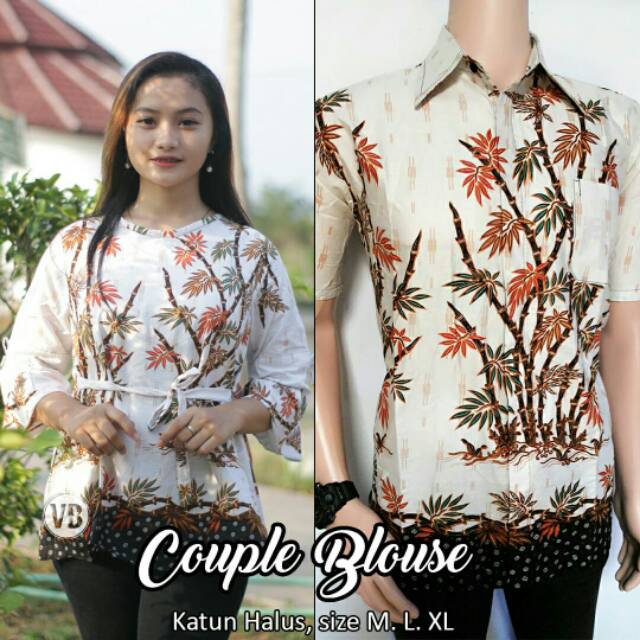 Batik couple blous kemeja lengan pendek Risna batik hrb026 asifa batik021