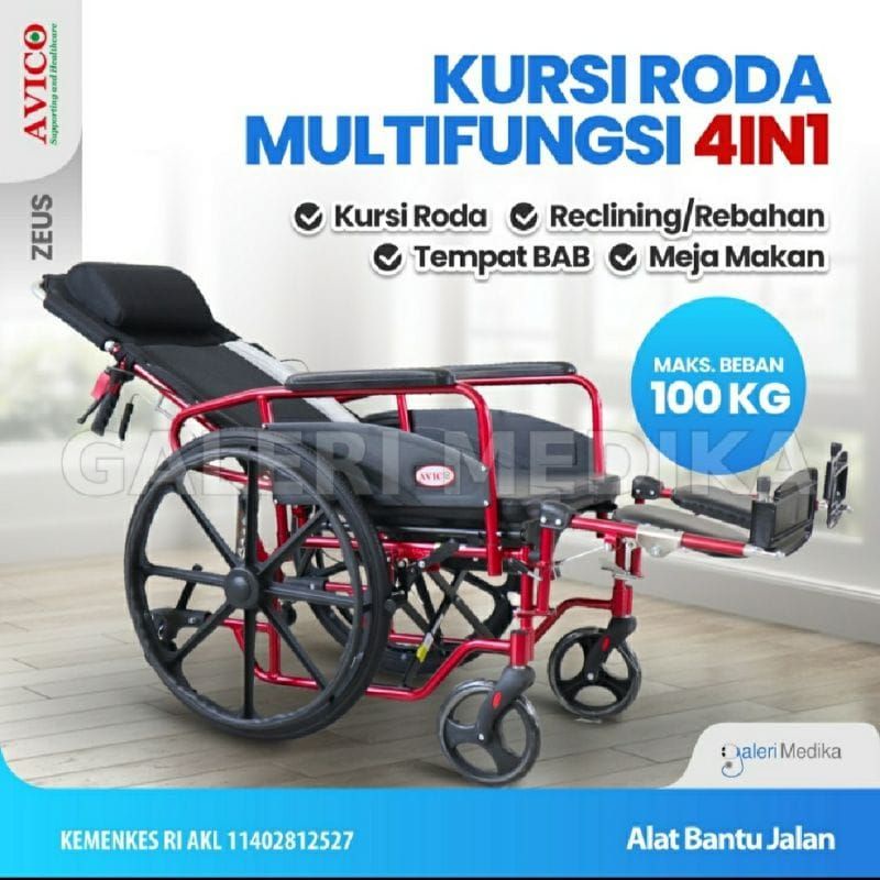 kursi roda 5 in 1 alumunium avico/kursi roda multifungsi(gojex)