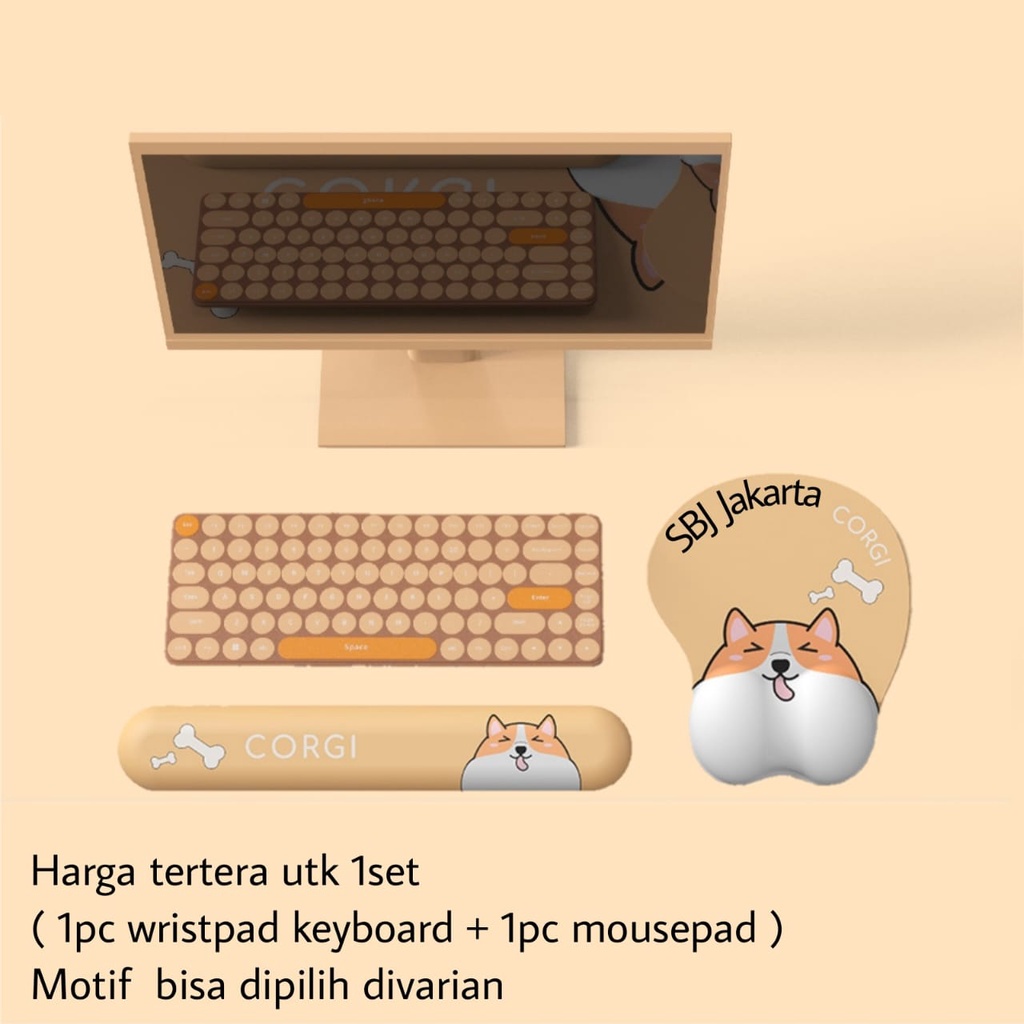 Set wristpad keyboard memory foam dengan wrist mousepad / wrist rest / wrist pad