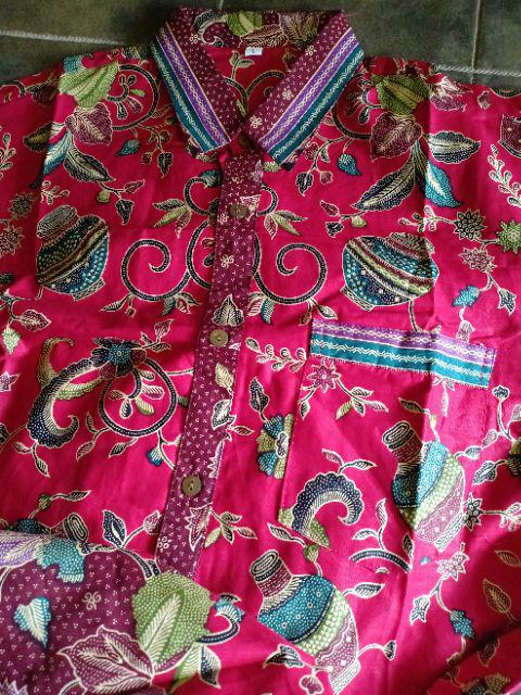 Qnunbatik Batik Keluarga/family Gamis Wanita Azizah Gentong Merah