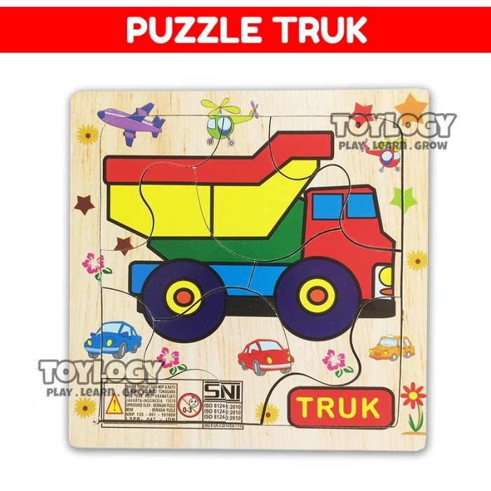 spdid0d Mainan Edukasi Edukatif Anak Puzzle Papan Kayu Truck Truk Mobil E20Voh