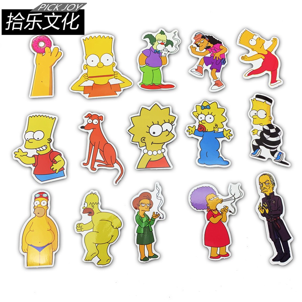 50Pcs/Lot Vinyl The Simpsons Stickers Anime Cartoon Sticker For Skateboard Luggage Laptop Guitar Fridge Phone Car Decal Stickers