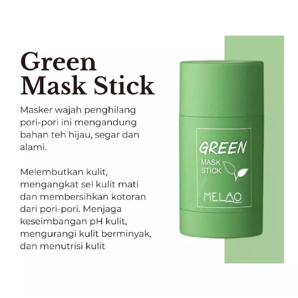 Matcha Glow Stick Masker Green Masker Pengangkat Komedo dan Jerawat Flek Hitam 40gr