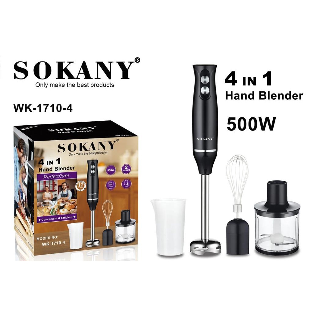 sokany hand blender multifungsi blender tangan stainless steel juicer alat penggiling daging penghalus bumbu 4 in 1