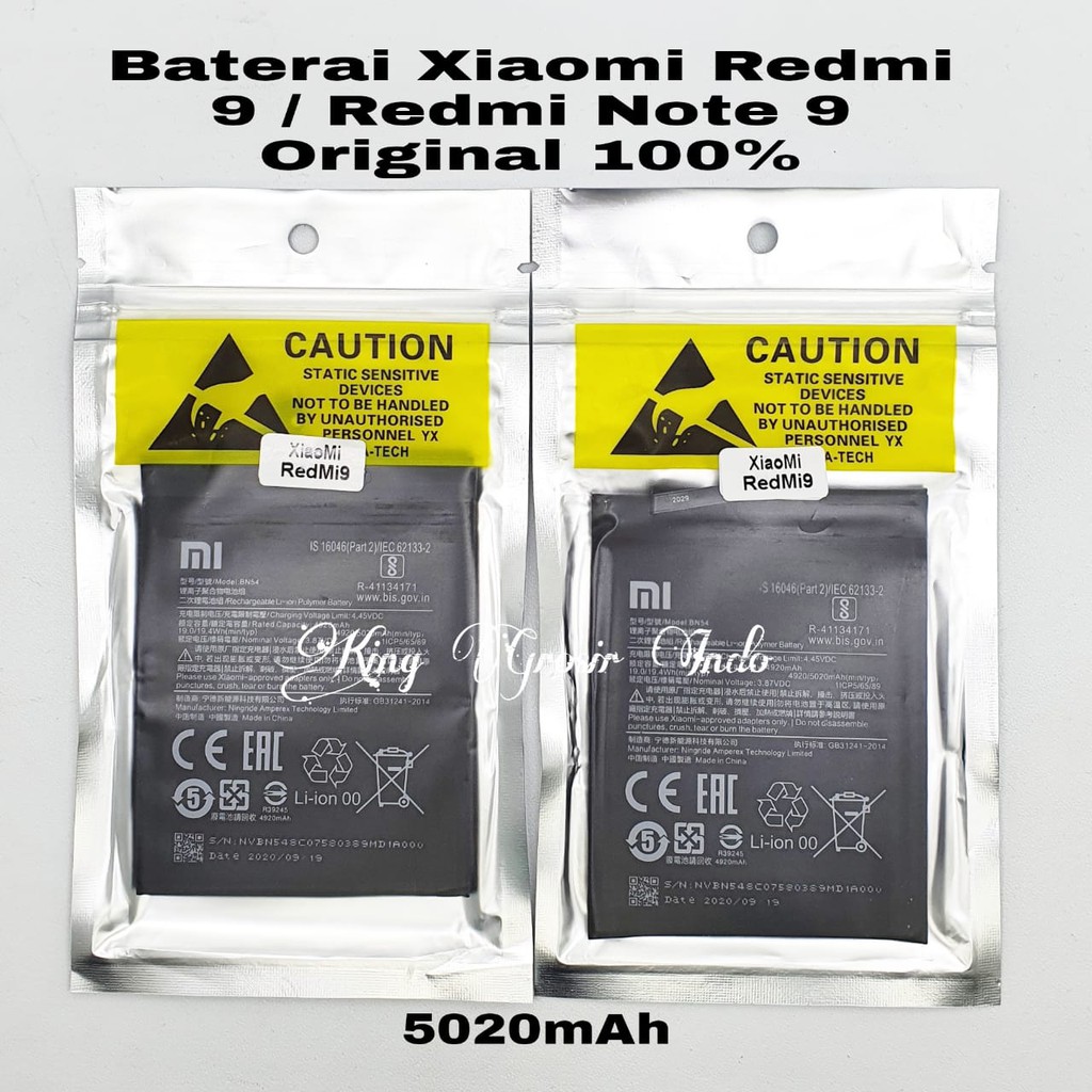 Baterai Xiaomi BN54 / BN 54 / Redmi 9 / Redmi Note 9 Original 100% Battery