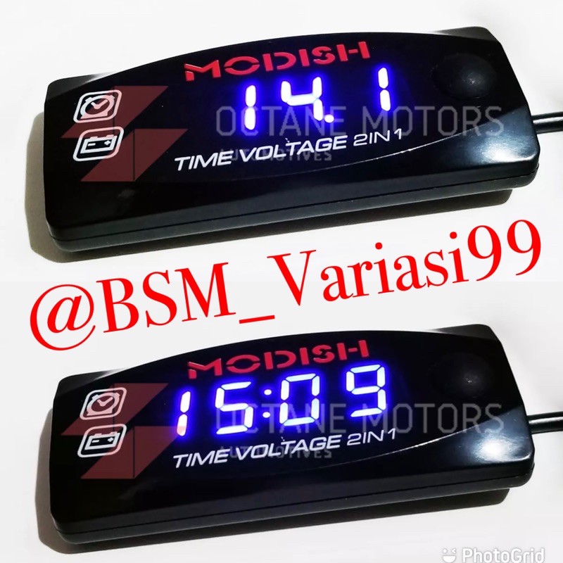 VOLTMETER AKI DAN JAM DIGITAL 2in1 WATERPROOF UNIVERSAL