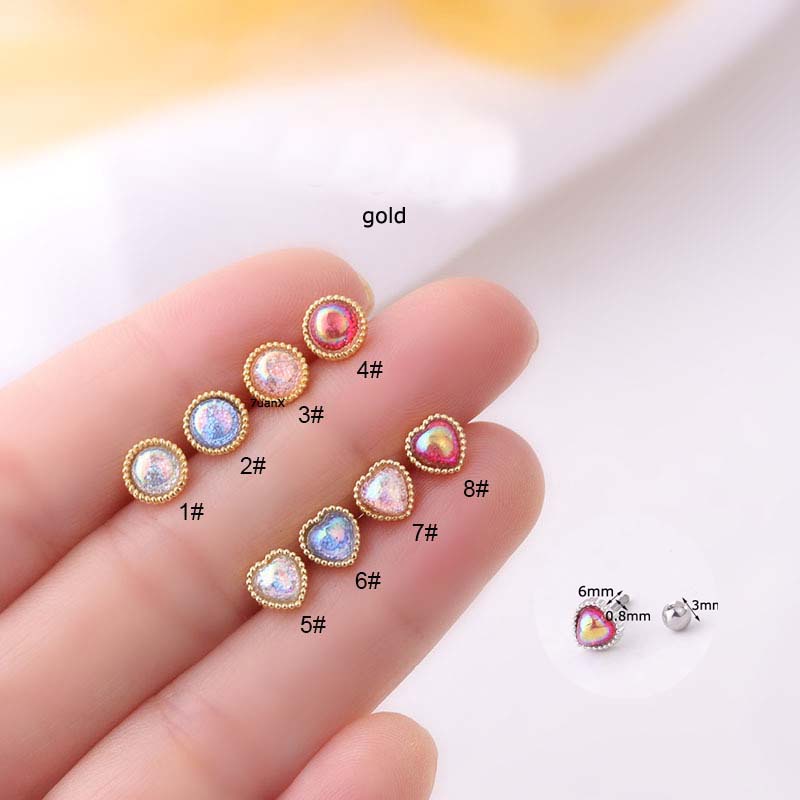 1pc Anting Tindik Tulang Rawan Telinga Bentuk Hati 20gauge