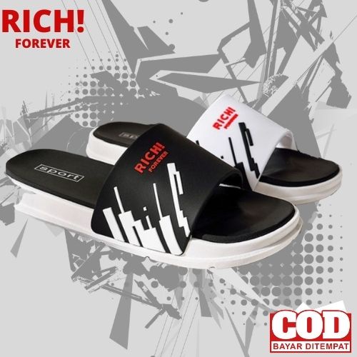 sandal slop karet rich pria wanita terbaru / sandal distro grade original / sandal rich import / san