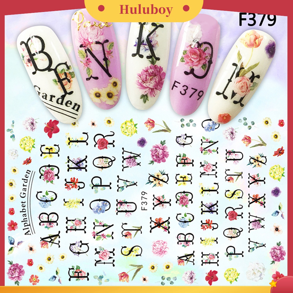 Huluboy Huluboy♡ Stiker Decal Motif Bunga Untuk Dekorasi Nail Art DIY