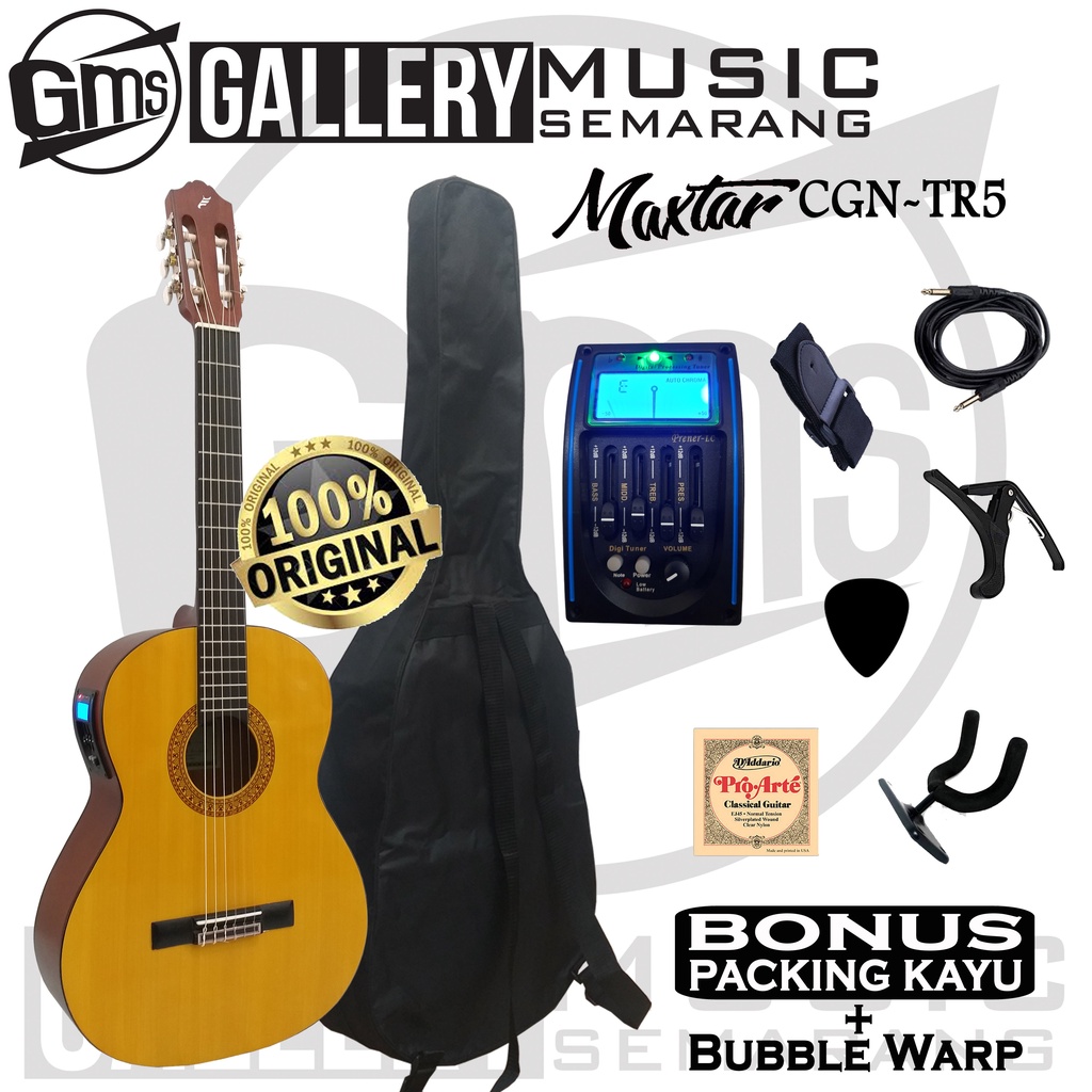 ORIGINAL!!! Gitar Klasik Elektrik Maxtar CGN-TR5 Gitar Klasik Nylon Original Preamp Equalizer Tuner LC Prener