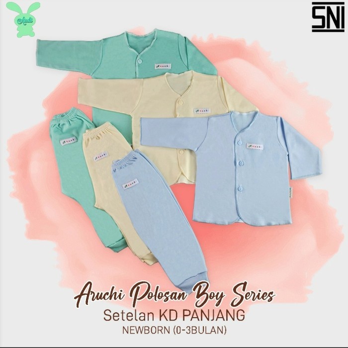 ARUCHI BOY Series Stelan Panjang Kancing Depan NB S M L 3stel