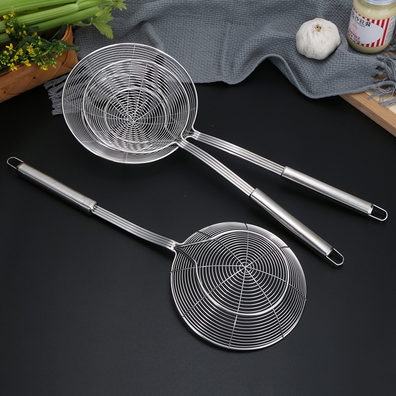 GS8B spimmer spatula alat masak goreng dapur spider mesh strainer 18 cm - kt399 - silver Or-i