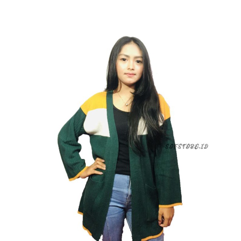 KARDIGAN BELLE RAJUT OVERSIZE /Cardigan Rajut Wanita/LONG OUTER