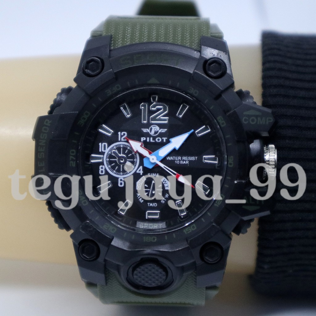 [✅ANTI AIR] JAM TANGAN PILOT SPORT PRIA COWOK TALI RUBBER TE192 GROSIR MURAH