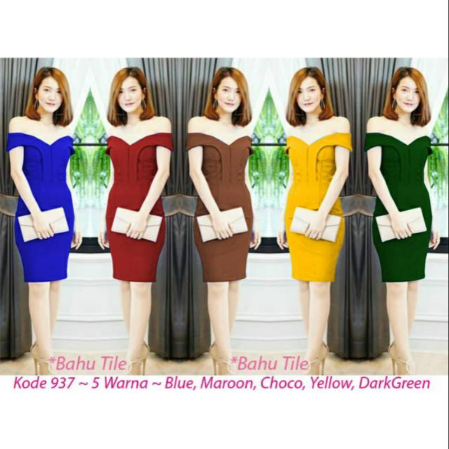 Dress MIDI Pesta Import Dres sabrina scuba tebal 937