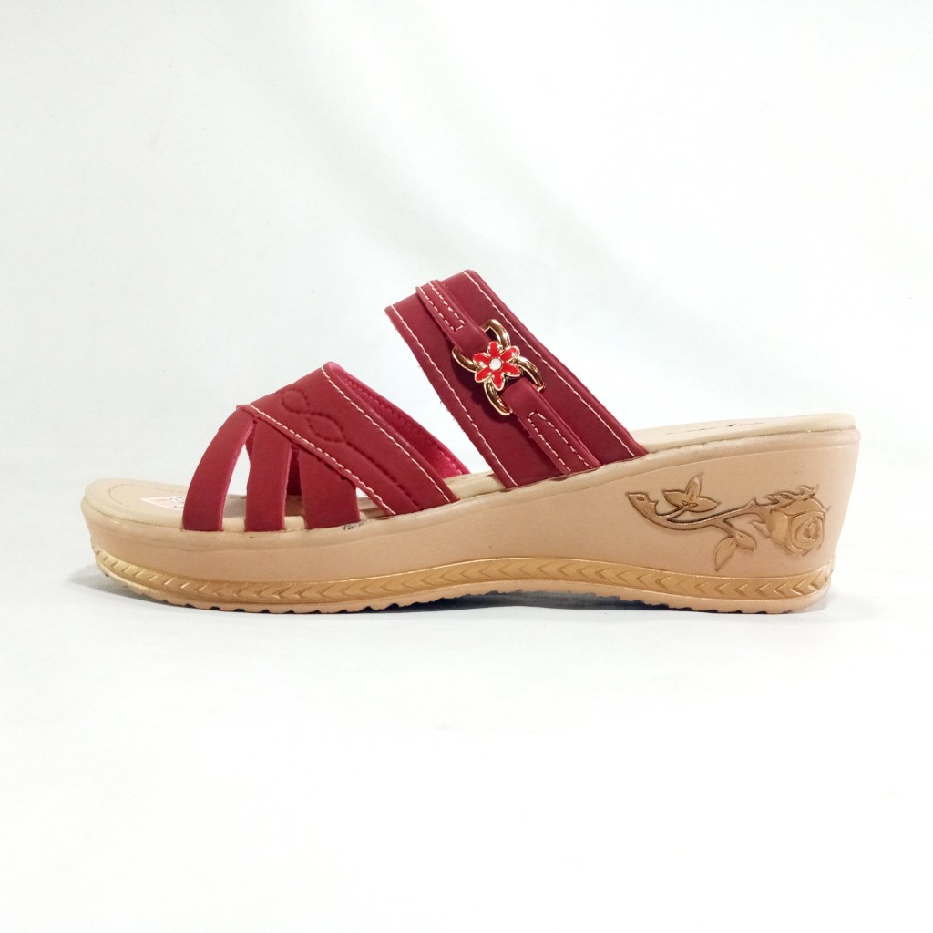 Kickers FM02 Sandal Wanita Selop Wedges 2 Band Hak 5cm Size 37-40