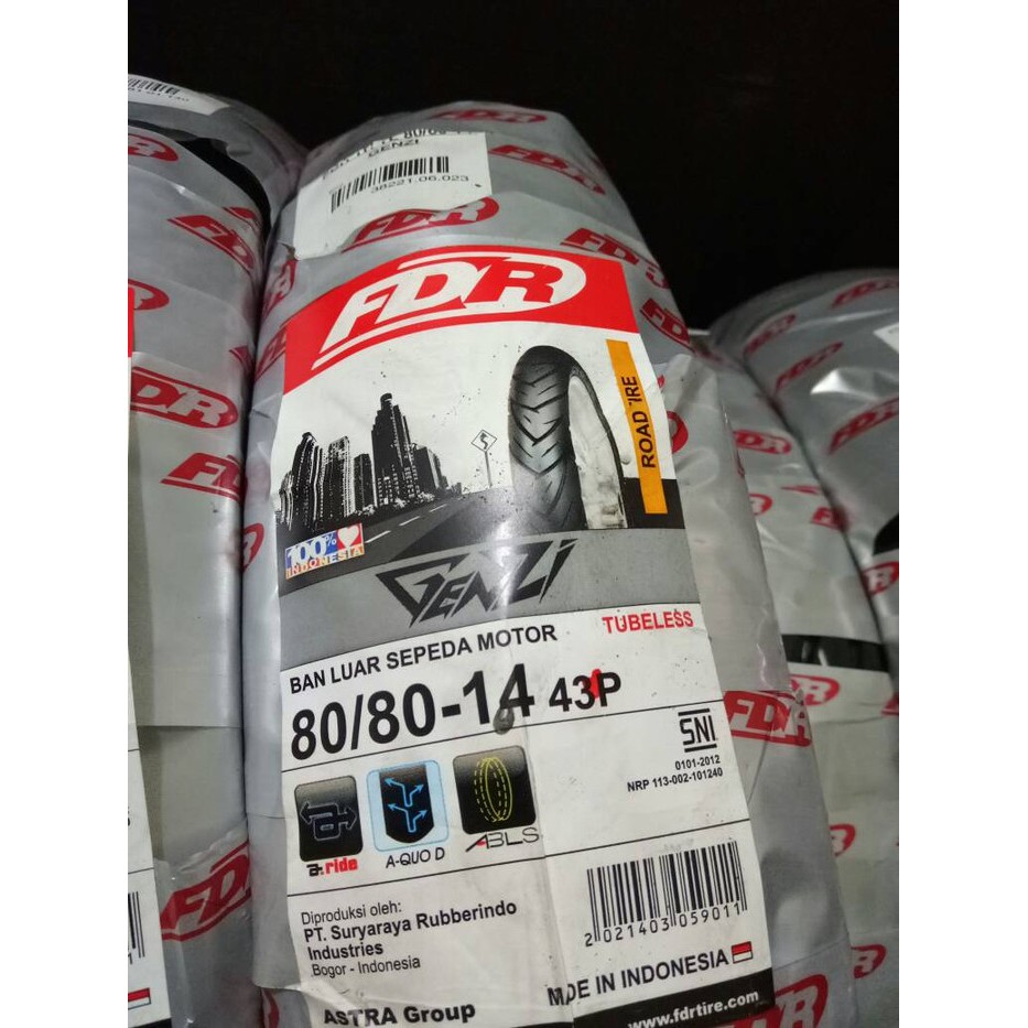 Ban Motor Matic FDR 80/80-14 Genzi Tubeless type Original
