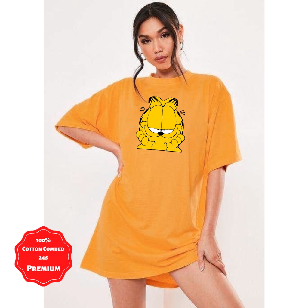 Kaos Oversize Katun Combed 24s Garfield Oblong Unisex Jumbo XXL