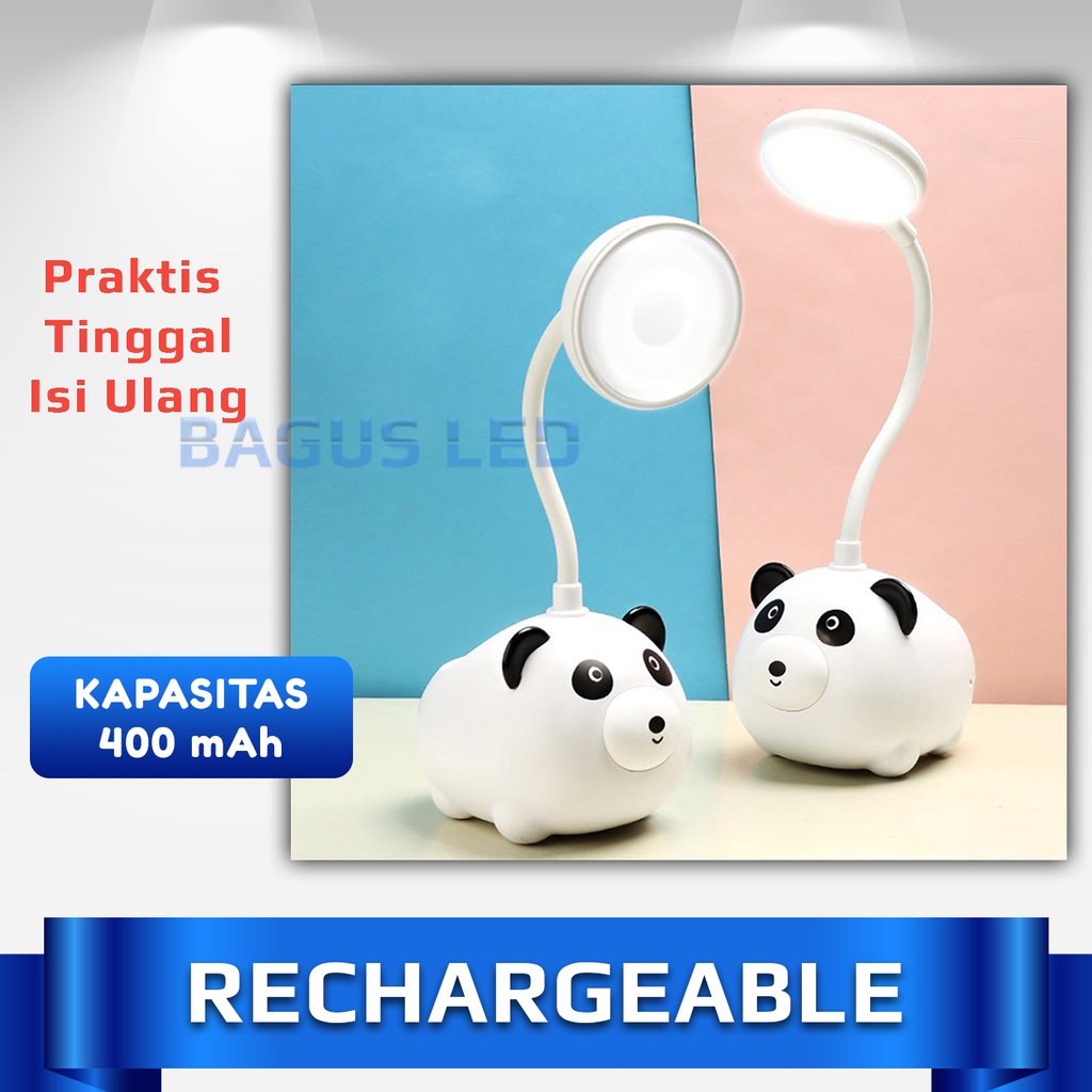 Lampu Belajar LED Meja Baca Fleksibel Lipat USB Karakter Panda