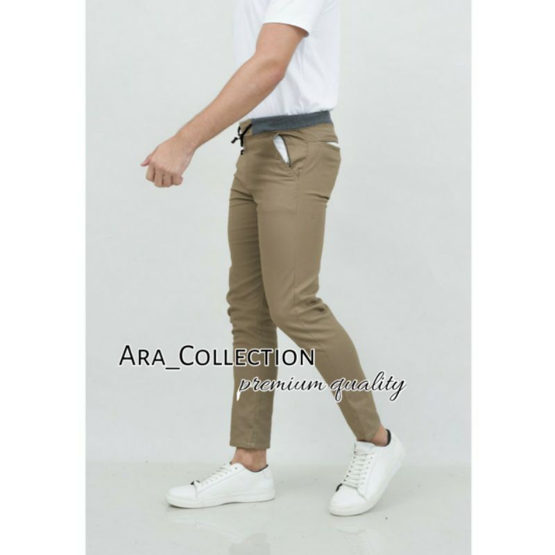 Diskon Celana Chino Panjang Rip Pinggang Karet Premium Size 27-38