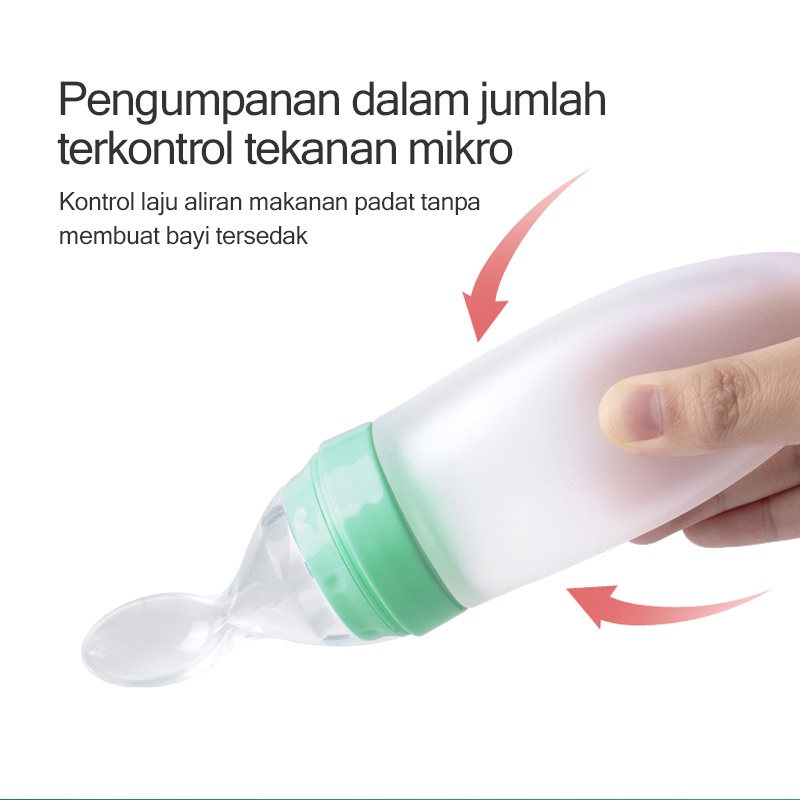 Silicone Sendok Makan Bayi/Tempat makan bayi silicon/90ml Sendok Silikon Bayi/Botol sendok makan bayi silicon (B50)