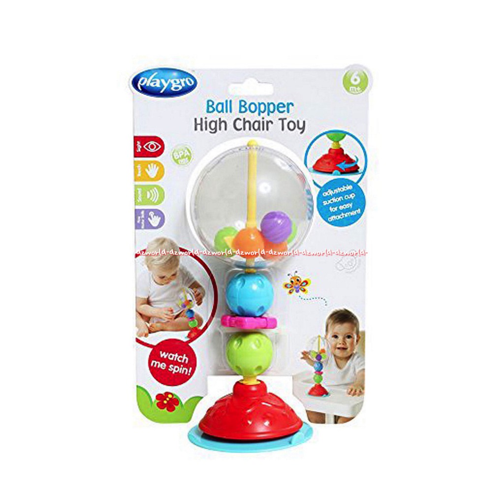 Playgro Ball Bopper High Chair Toys Mainan Bola Balls Untuk Bayi Play Grow Bop untuk Di meja Dengan Klep