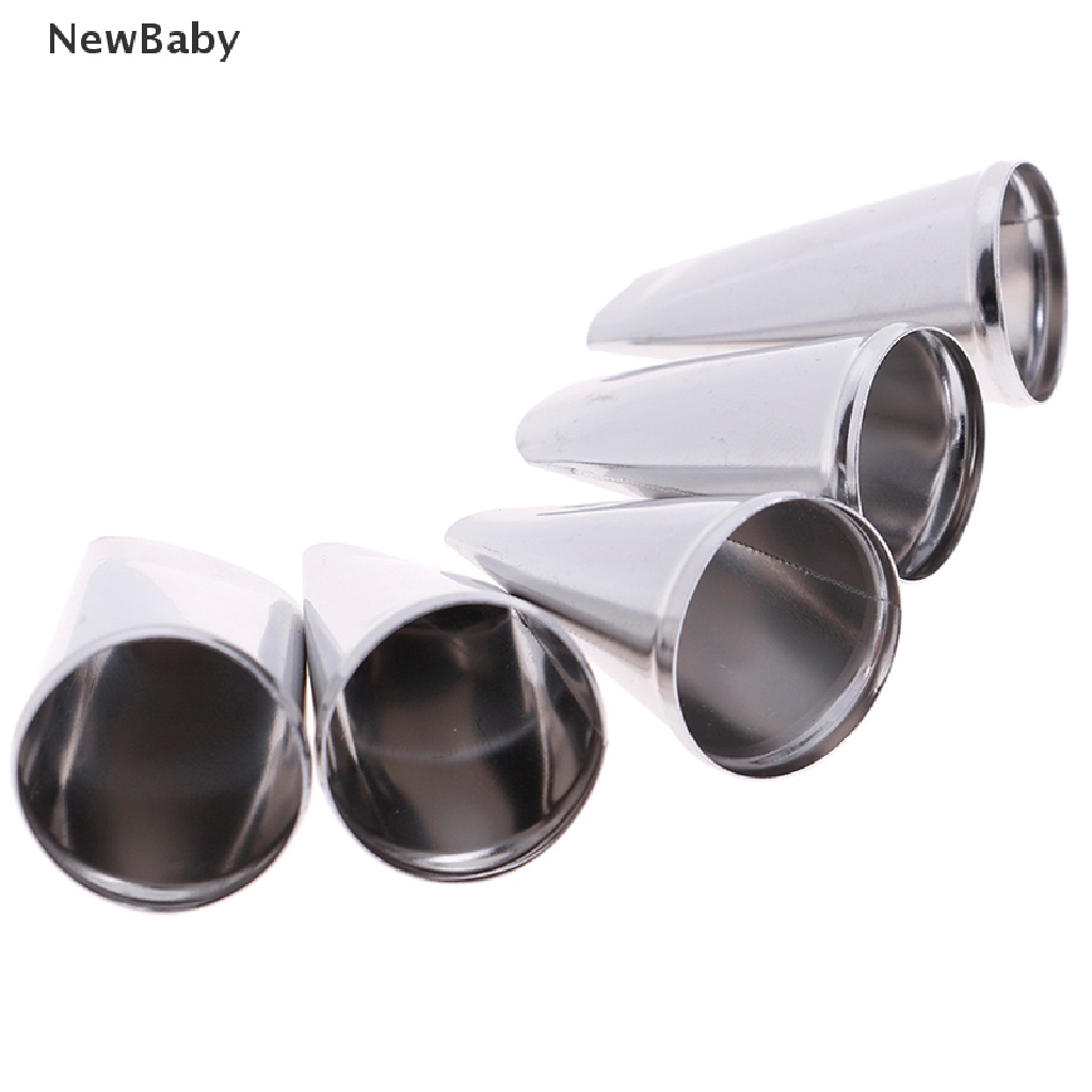 Newbaby 5pcs Spuit Piping Bahan Metal Bentuk Bunga Mawar Untuk Dekorasi Kue