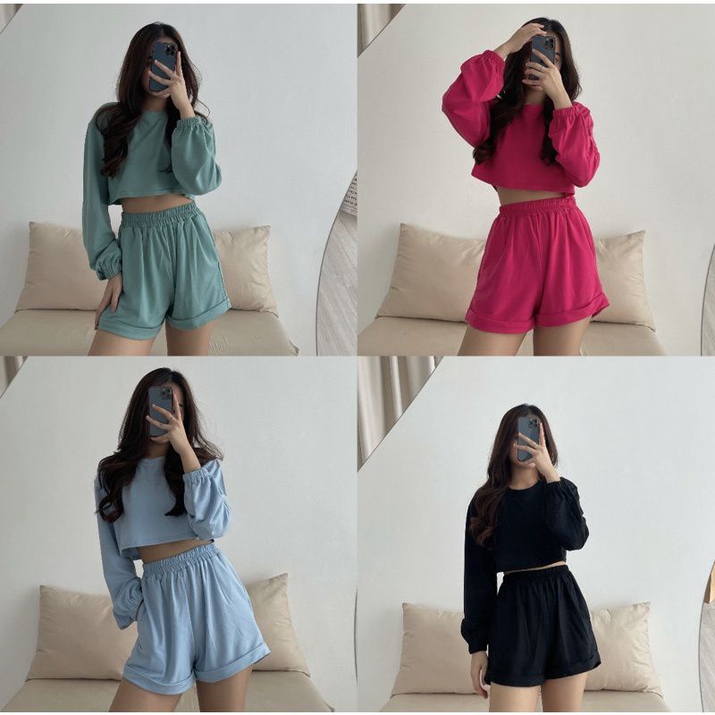 Labiba Bora Set' SET CROP TOP' SETELAN KOREA' BAJU CROP DAN CELANA